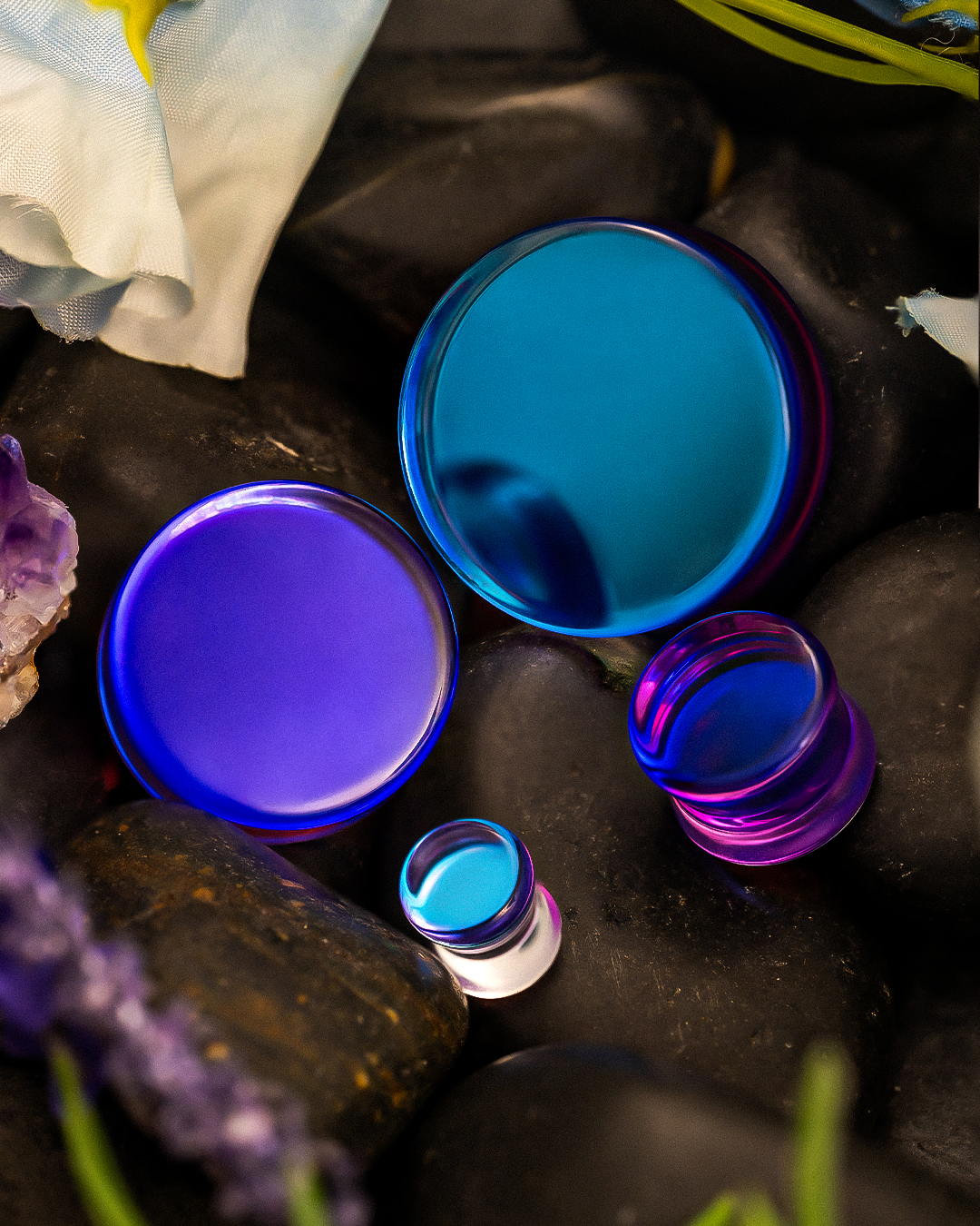 Trendy Purple Iridescent Glass Plug Purple Iridescent Double Flare Glass Plug Stretched Ears Jewellery / Gauge