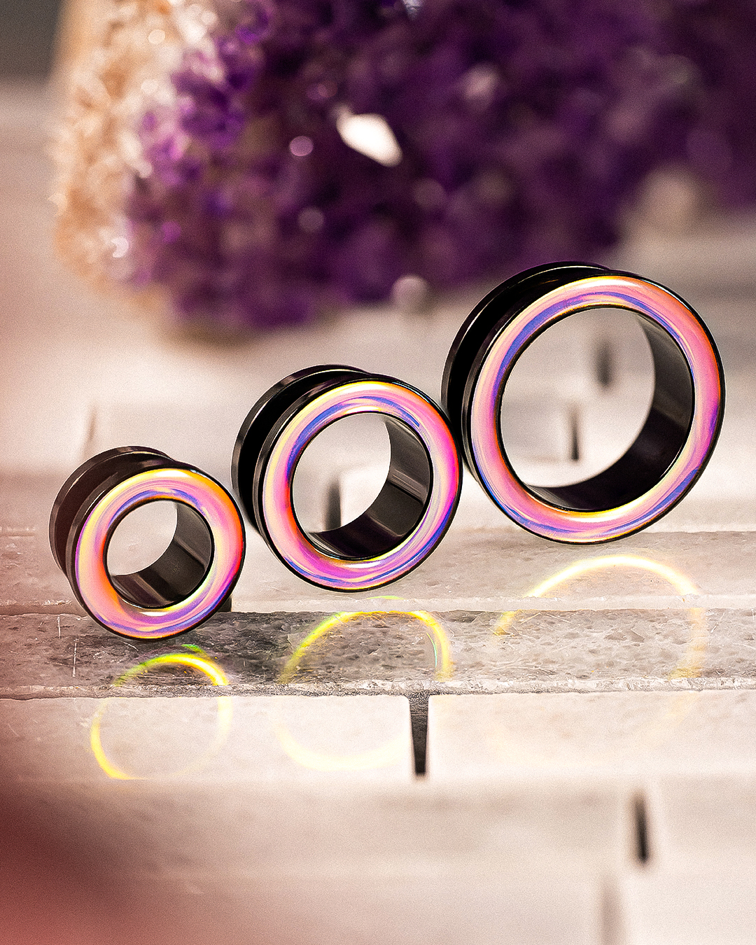 Cool metal iridescent purple tunnels