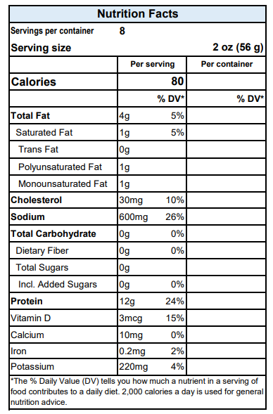 16 oz. nova smoked salmon nutrition