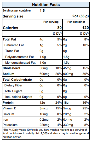 3 oz. togarashi smoked salmon nutrition