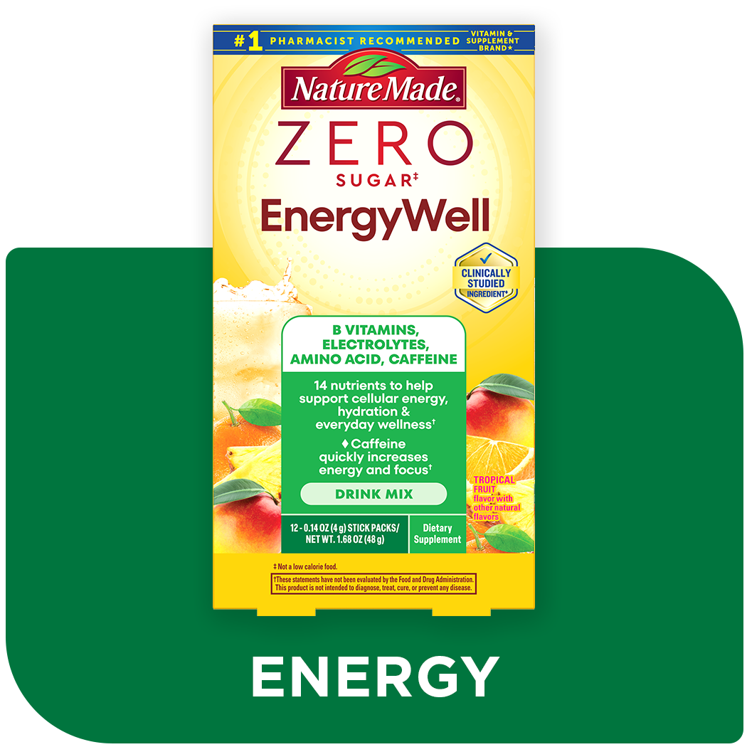Nature Made Zero Sugar EnergyWell drink mix with B vitamins and electrolytes
