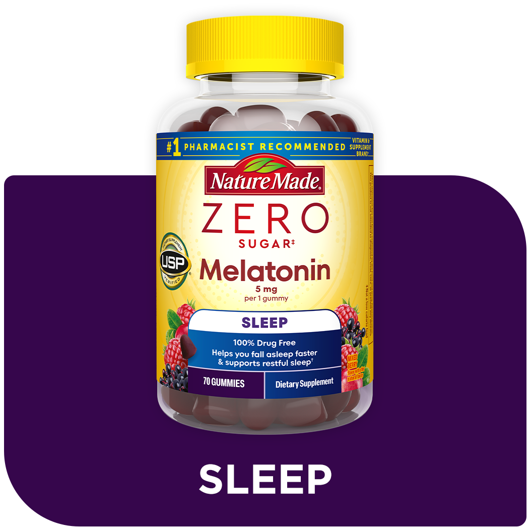 Nature Made Zero Sugar Melatonin for sleep support.