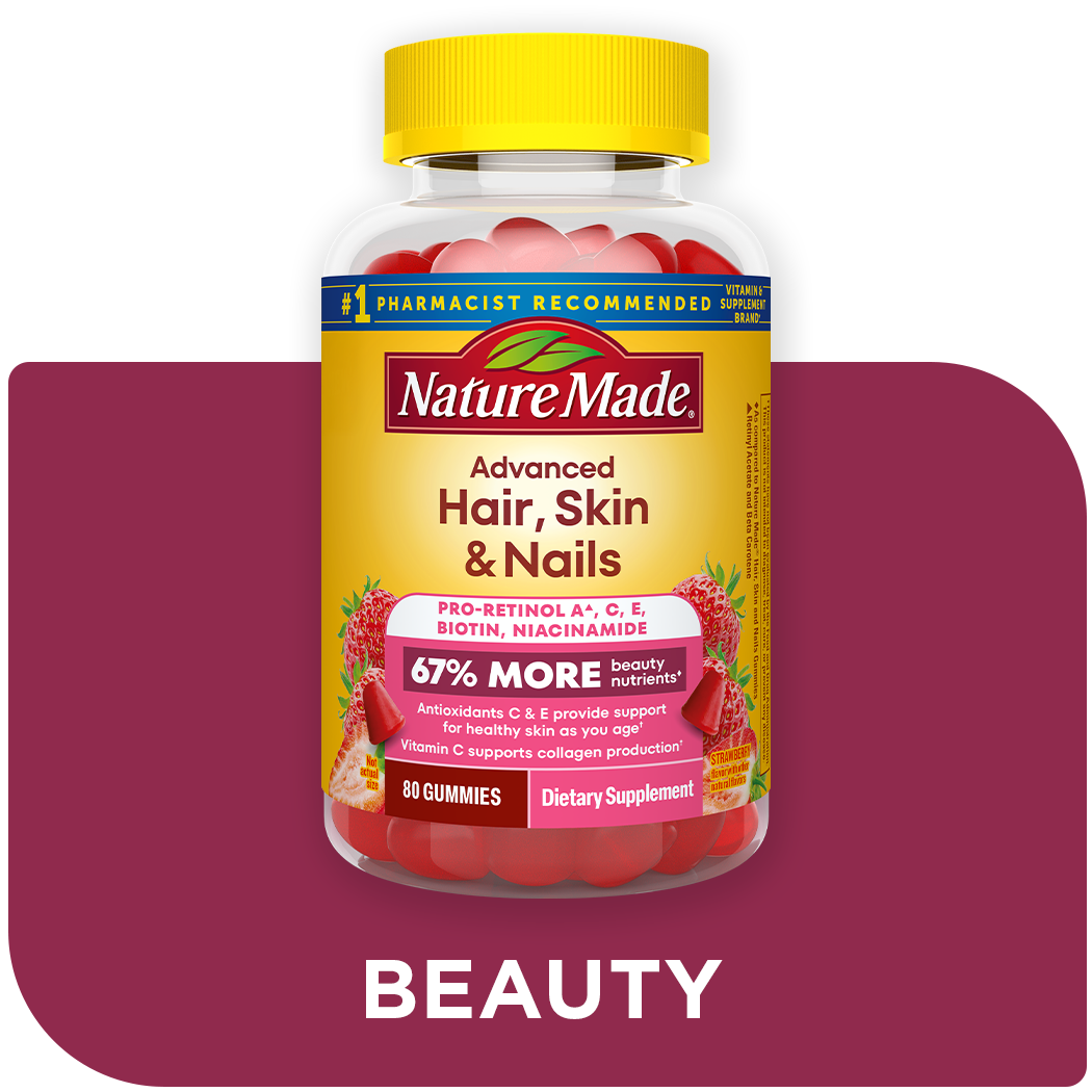 Nature Made Hair Skin Nails gummies with biotin and vitamins for beauty support
