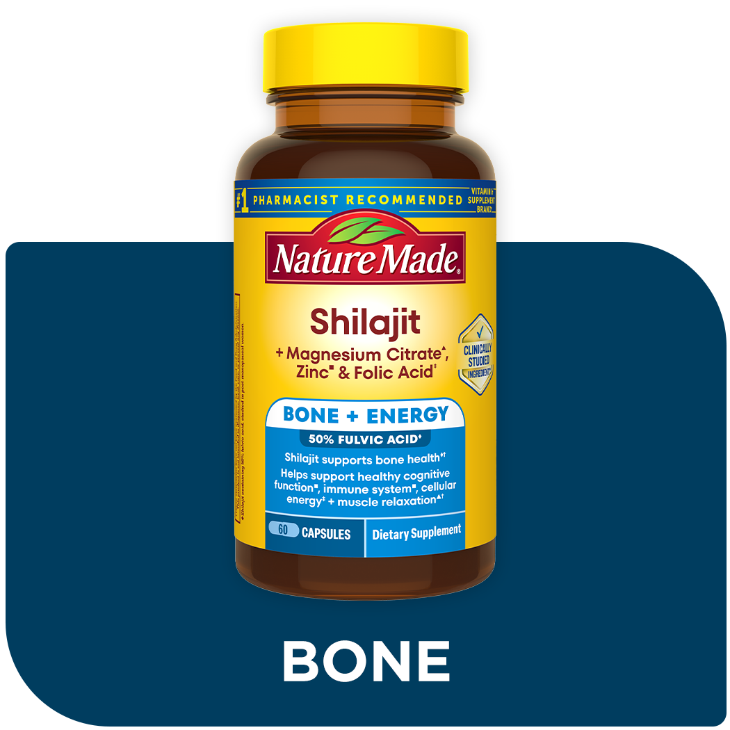 Nature Made Shilajit + Magnesium Citrate, Zinc & Folic Acid Capsules for bone support