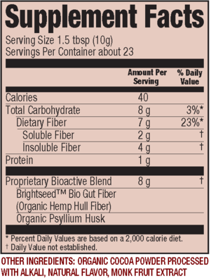 Bioactive Fiber - Chocolate Flavor Nutrition label