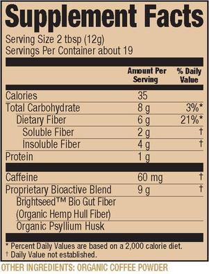 Bioactive Fiber - Coffee Flavor Nutrition label