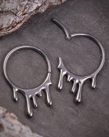 Spooky Silver Steel Drippy Ear Hangers - Pair