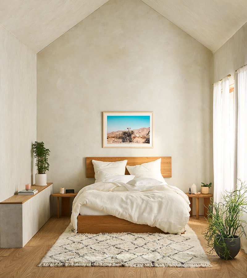 Earthy Minimalist Bedroom from Spaces by Brooklinen