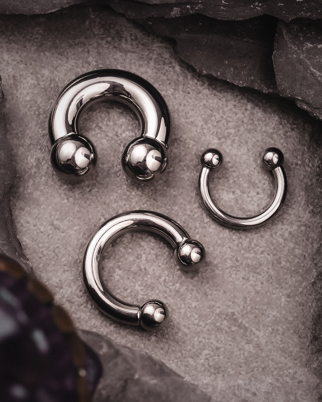 Gothic septum ring  Titanium Nose Ring, Circular Barbell Piercing - Horseshoe Septum - 0G, 2G, 4G, 6G, 8G, 10G, 12G - Sizes 5mm to 12mm