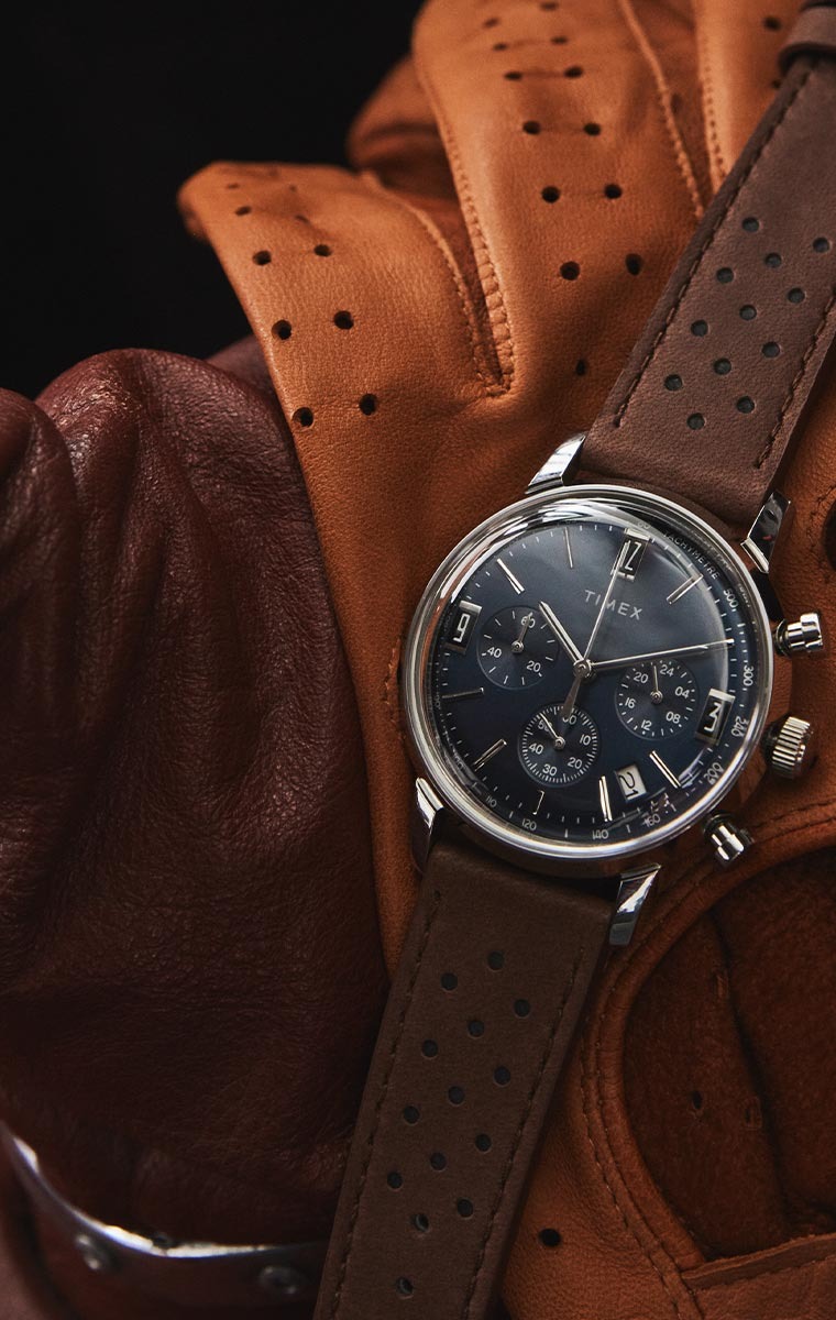 Marlin® Chronograph Tachymeter 40mm Leather Strap Watch 