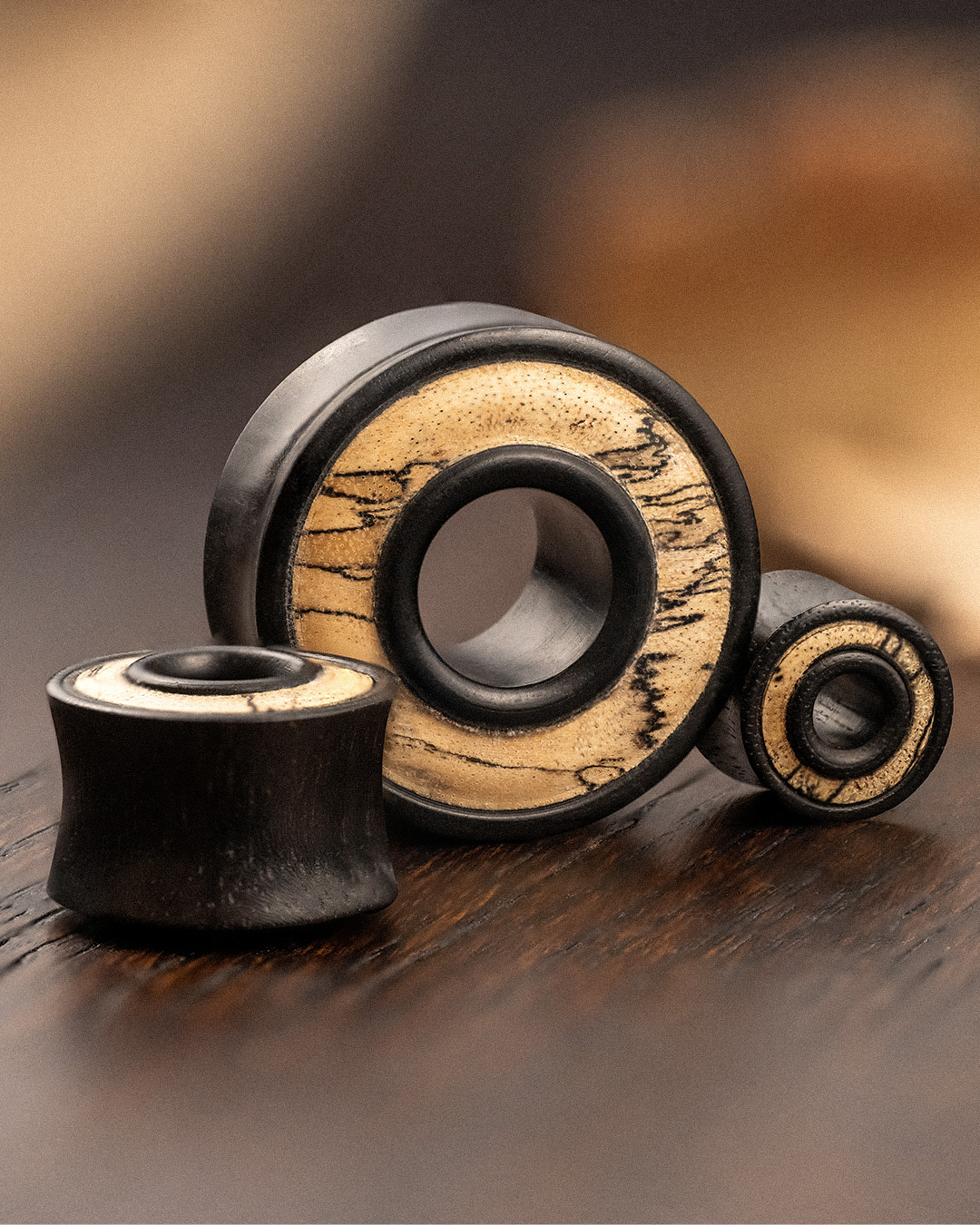 Organic wood plugs for stretched ears