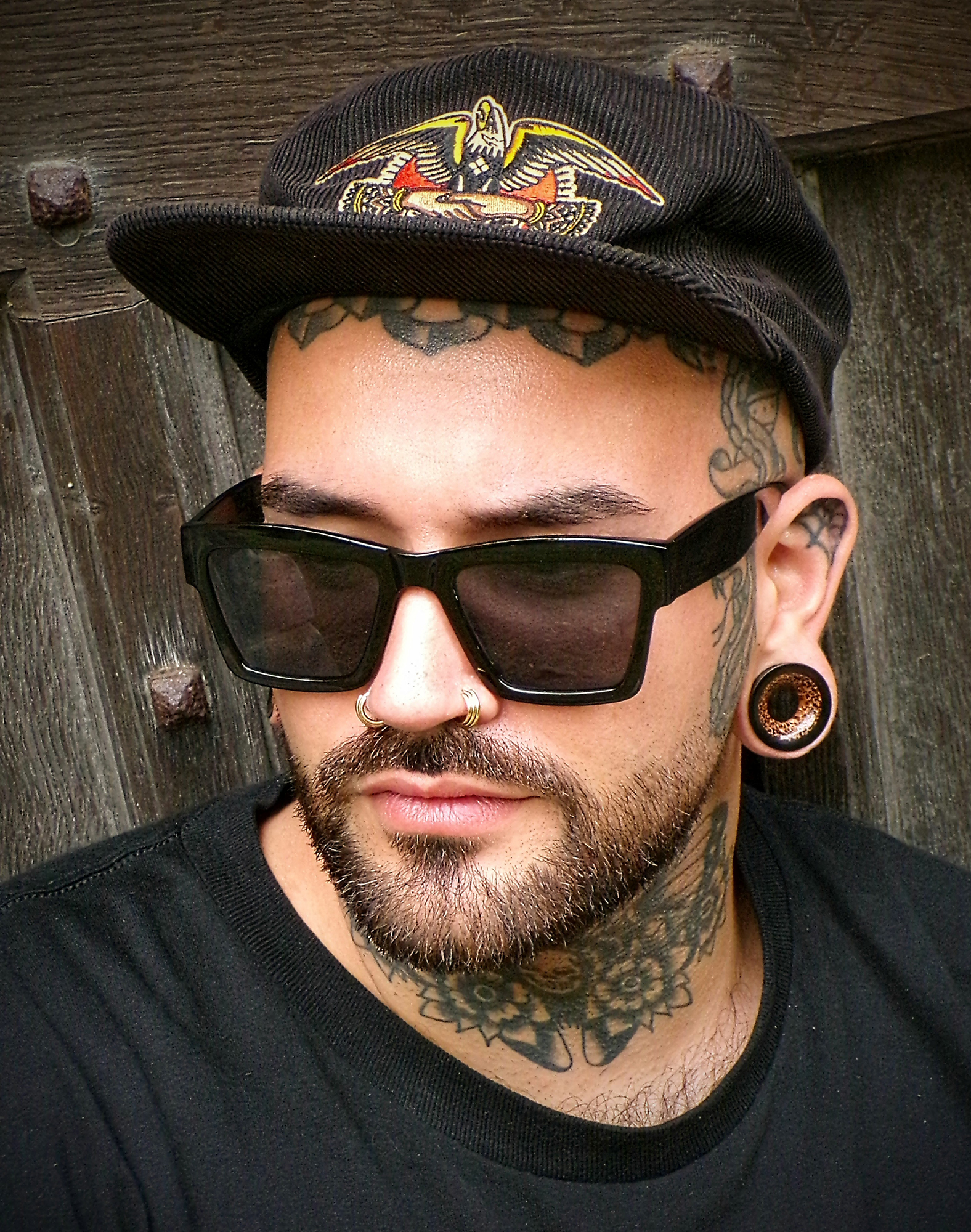Cool Guy wearing  Ebony and Coconut Wood Tunnel