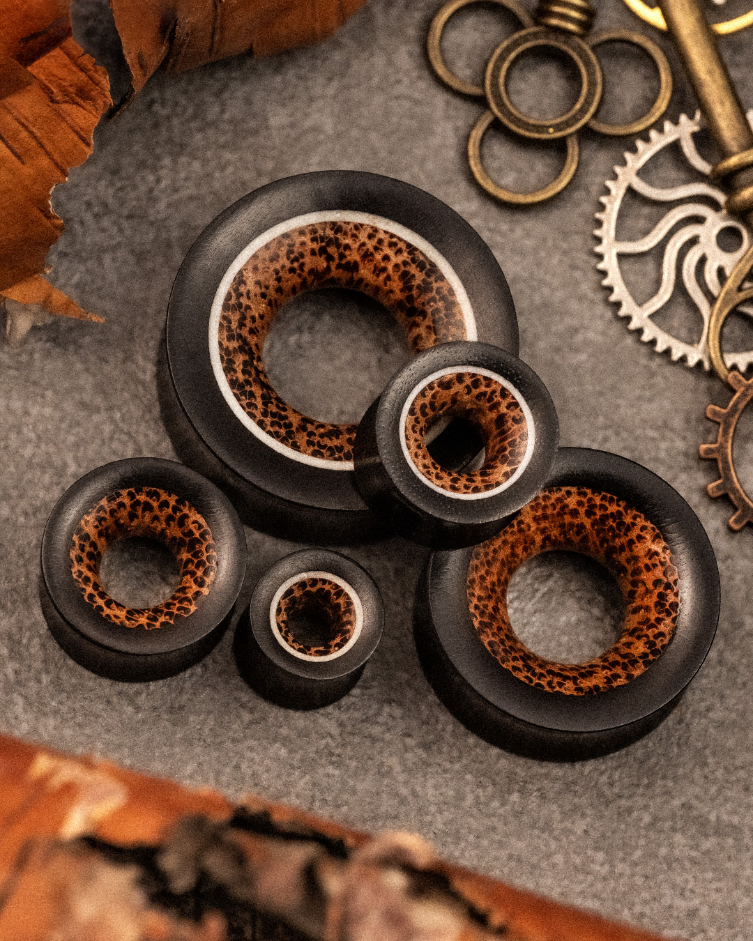 Cool sustainable wood gauges Ebony and Coconut Wood Tunnel