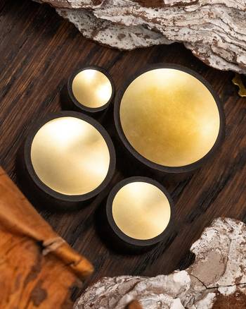 natural organic Sono And Yellow Brass Inlay Wood Ear Plug / Gauge