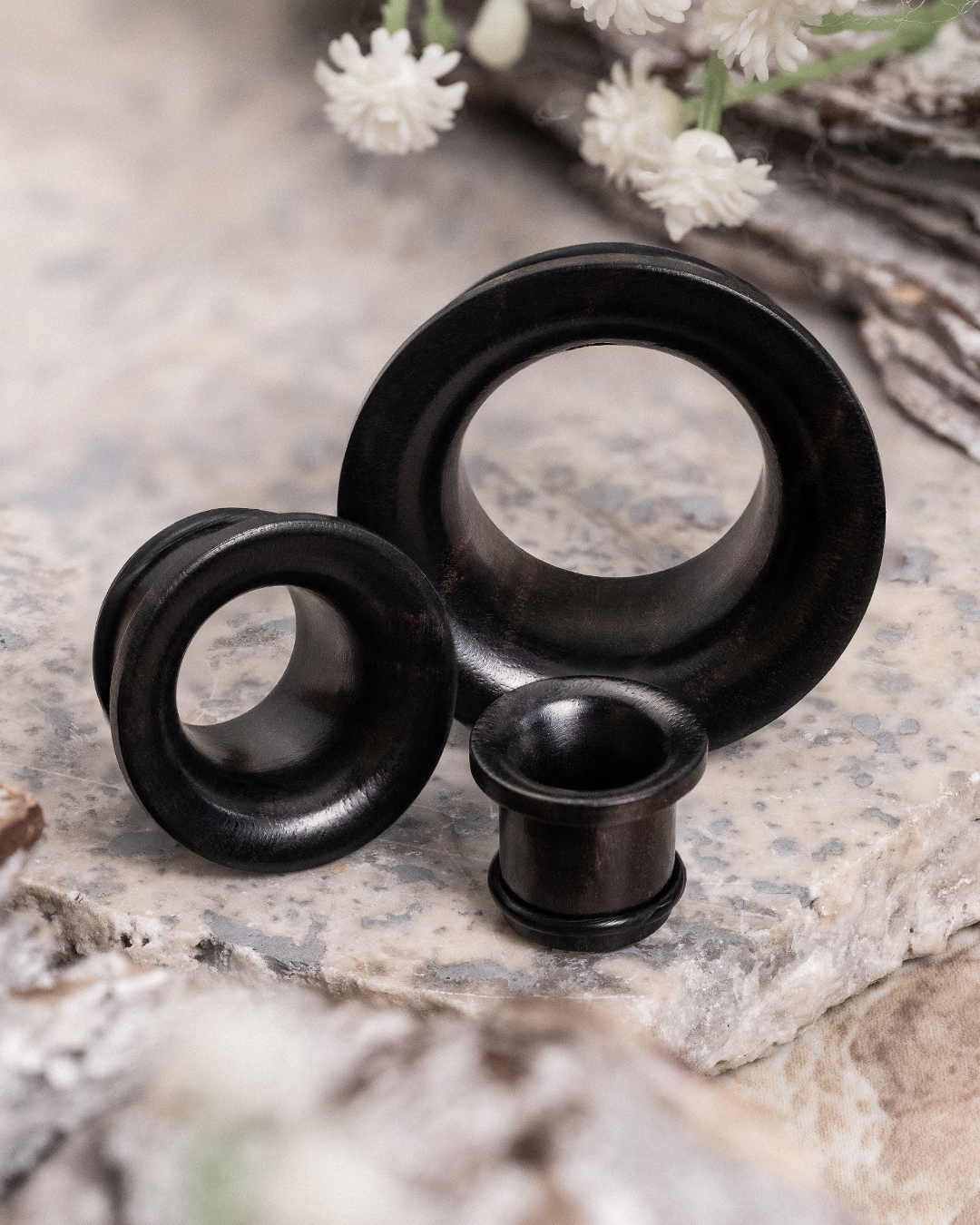 Ebony Wood Tunnels - Custom Plugs, Ear Plugs, Gauges, Stretched Ears Ebony Single Flare Wood Tunnel