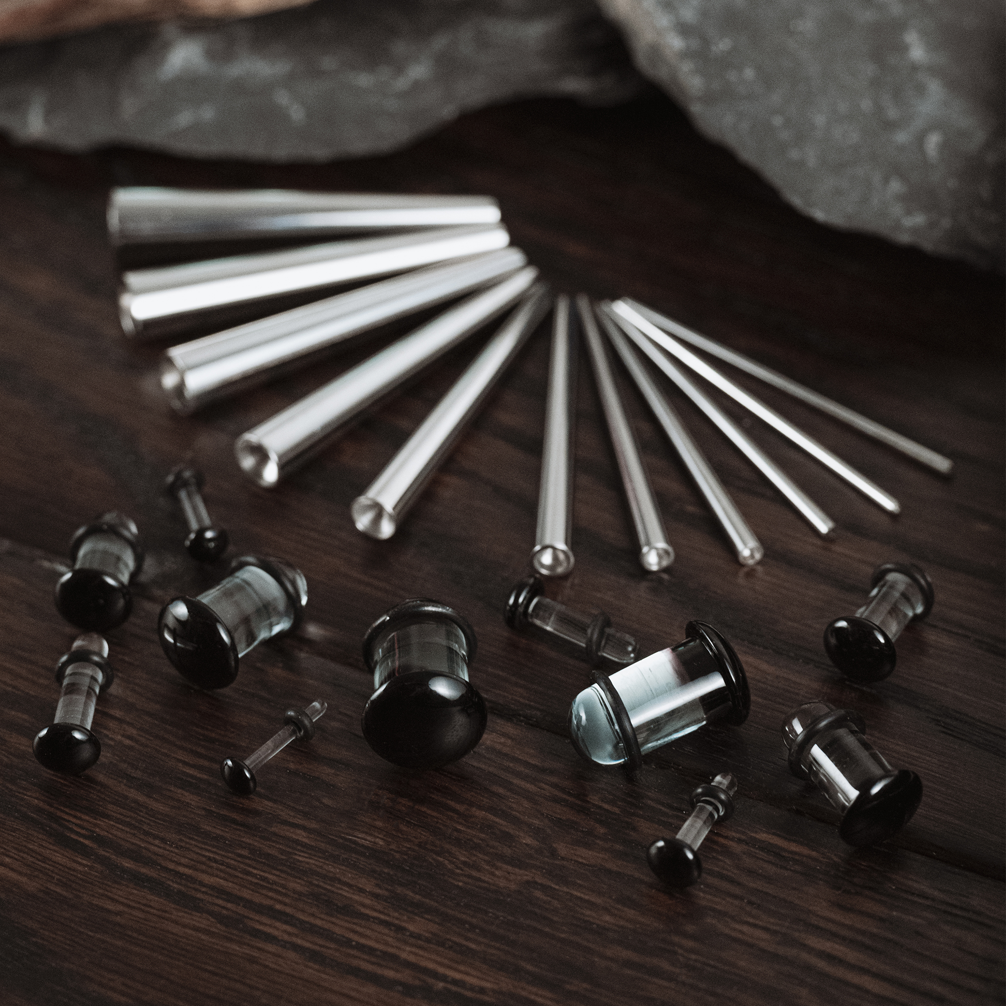 Black & Clear Glass Single Flare Plug With Insertion Tapers - Custom Plugs