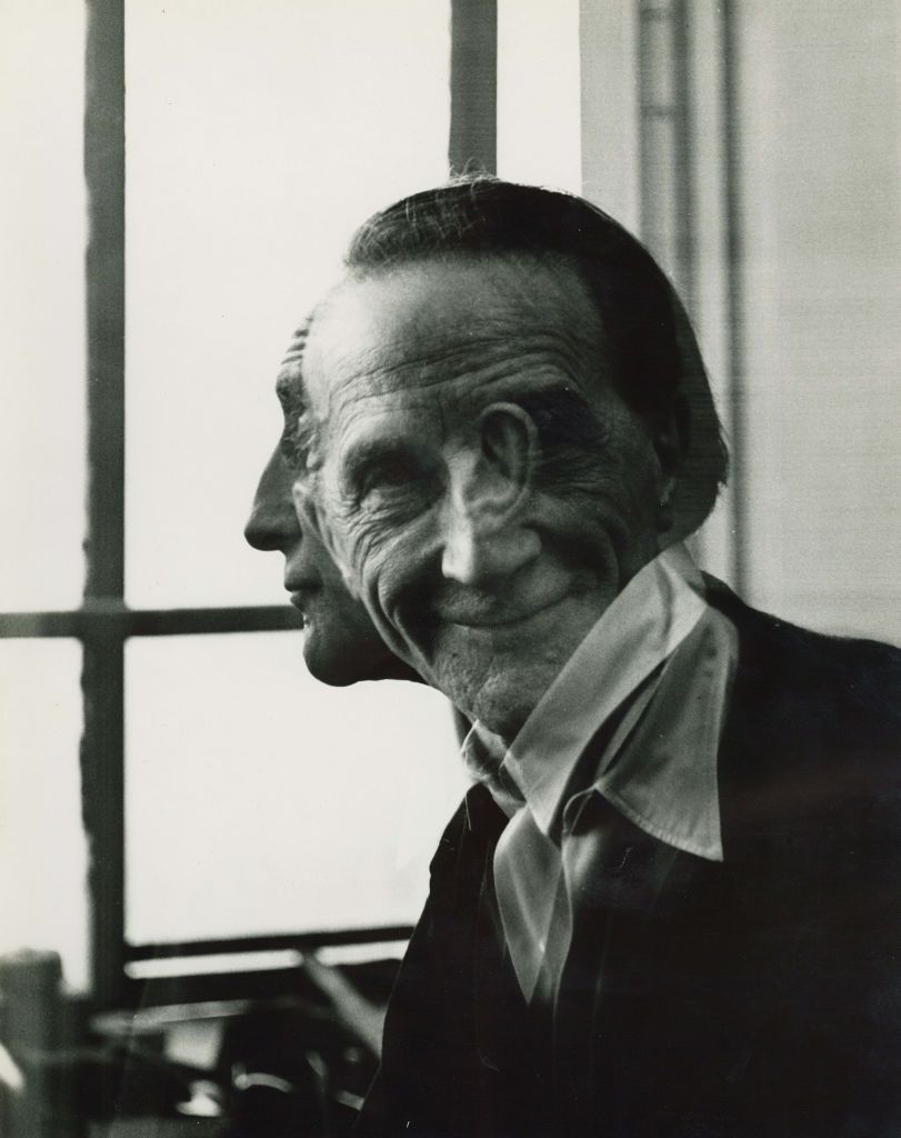 Superimposed Marcel Duchamp portrait