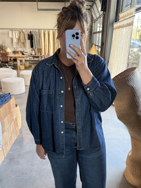 Marcie Shirt, Tencel Denim, Vintage Dark | OZMA Marcie Shirt, Tencel Denim, Vintage Dark | OZMA