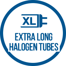 Extra long halogen tubes