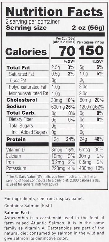 Scottish smoked salmon nutrition