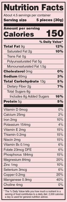 Maple & Brown Sugar Superseed Snack Clusters Nutrition label