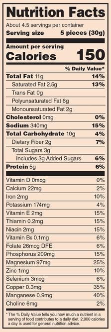 Smoky BBQ Superseed Snack Clusters Nutrition label