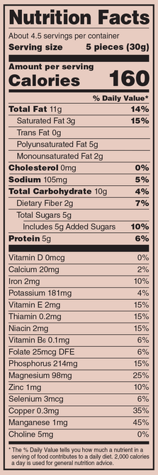 Dark Chocolate Superseed Snack Clusters Nutrition label