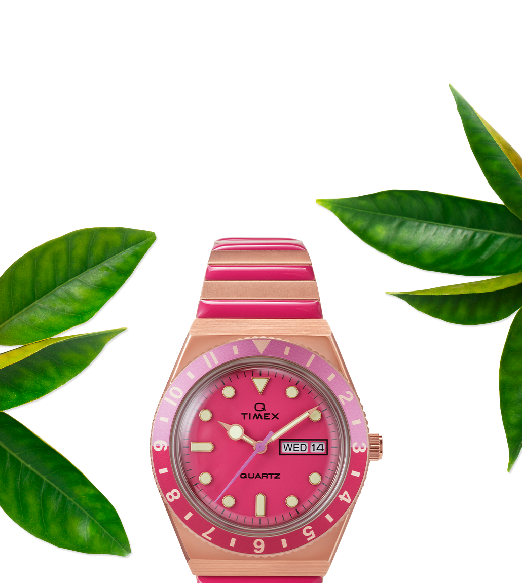 Q Timex 36mm Stainless Steel Expansion Band Watch