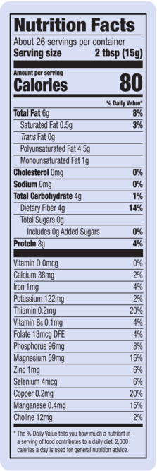 Ground Flaxseed Nutrition label