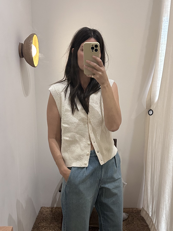 Edie Vest, Organic Cotton Bouclé, Ecru | OZMA Edie Vest, Organic Cotton Bouclé, Ecru | OZMA