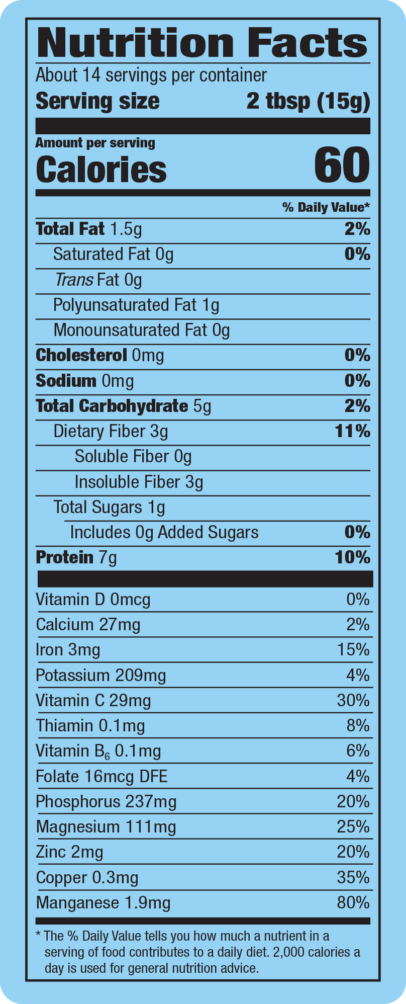 Hemp+ Immunity Nutrition label