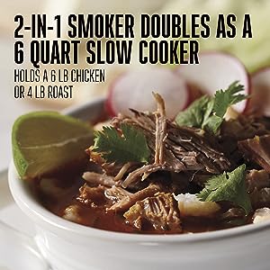 2-in-1 smoker doubles as a 6-quart slow cooker