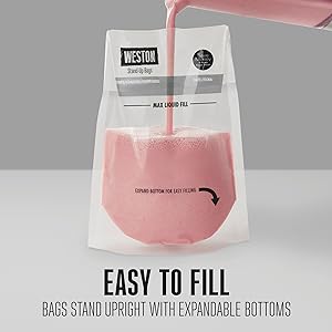 Bags stand upright for easy filling