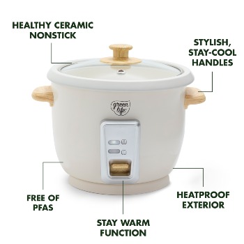 Cream Color Rice Cooker GreenLife 6-Cup Rice Cooker | Cream | GreenPan