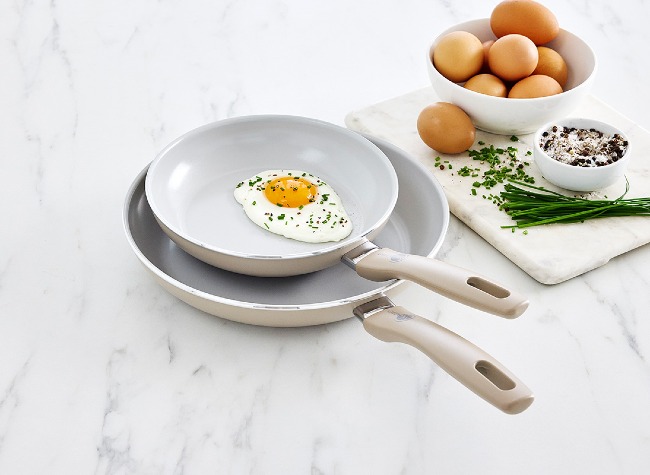 Dover Ceramic Nonstick 8" and 10" Frypan Set | Taupe info card