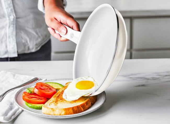 Dover Ceramic Nonstick 8" Frypan with Spatula | Cream White info card