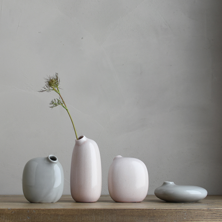  SACCO vase porcelain collection in pink and gray  
