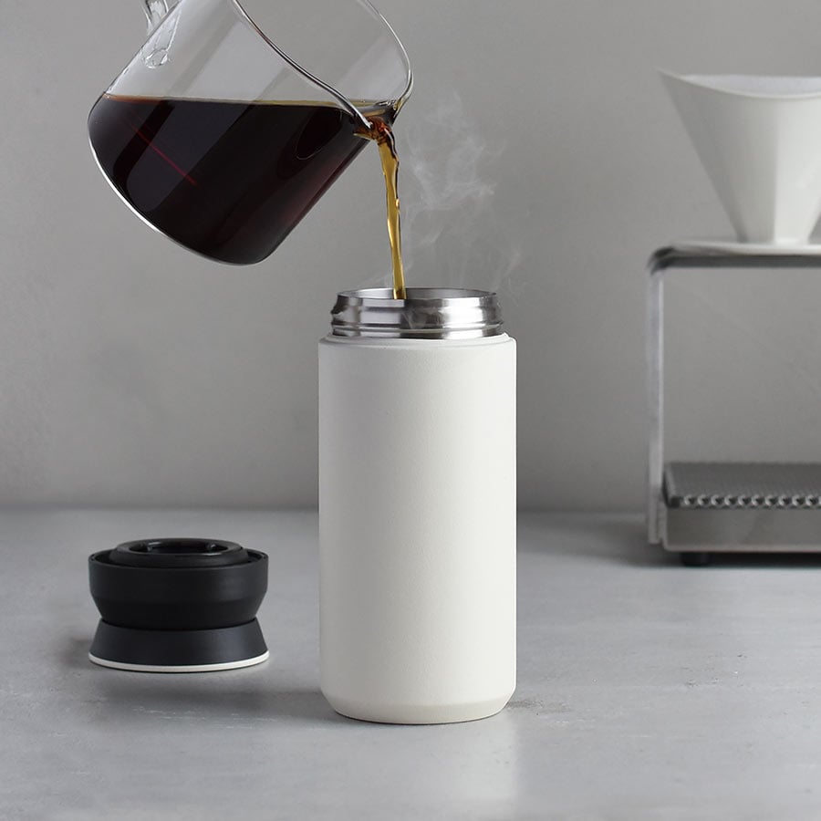  Coffee being poured into the TRAVEL tumbler 500ml in white  