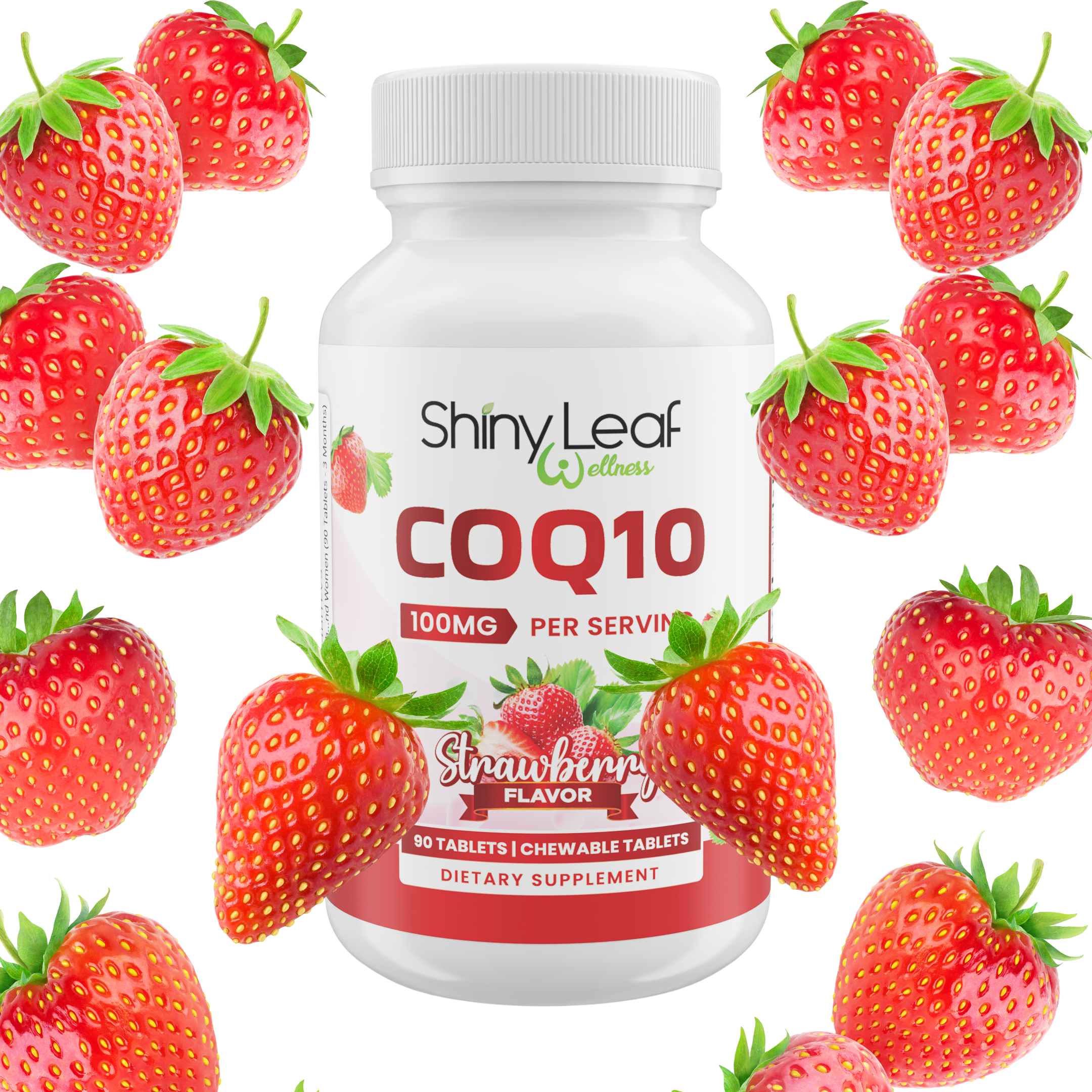 CoQ10 (Coenzyme Q10) 100mg Strawberry Chewable Tablets What's Inside