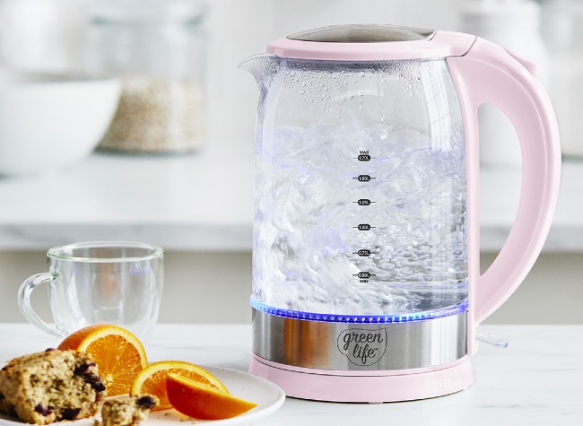 GreenLife Qwik & EZ Glass Kettle | Sage Green info card