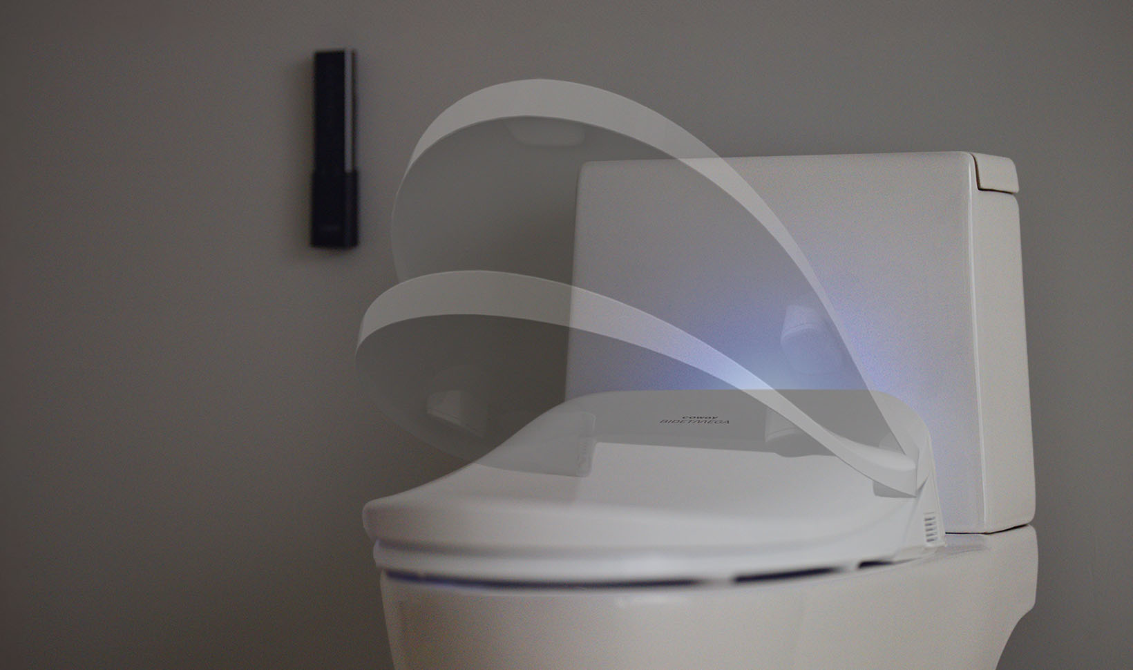 bidetmega 500s has a nightlight and auto open and remote close