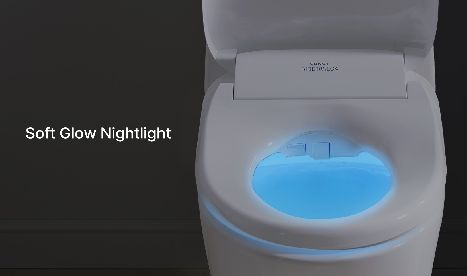 Bidetmega has a soft light for nighttime use