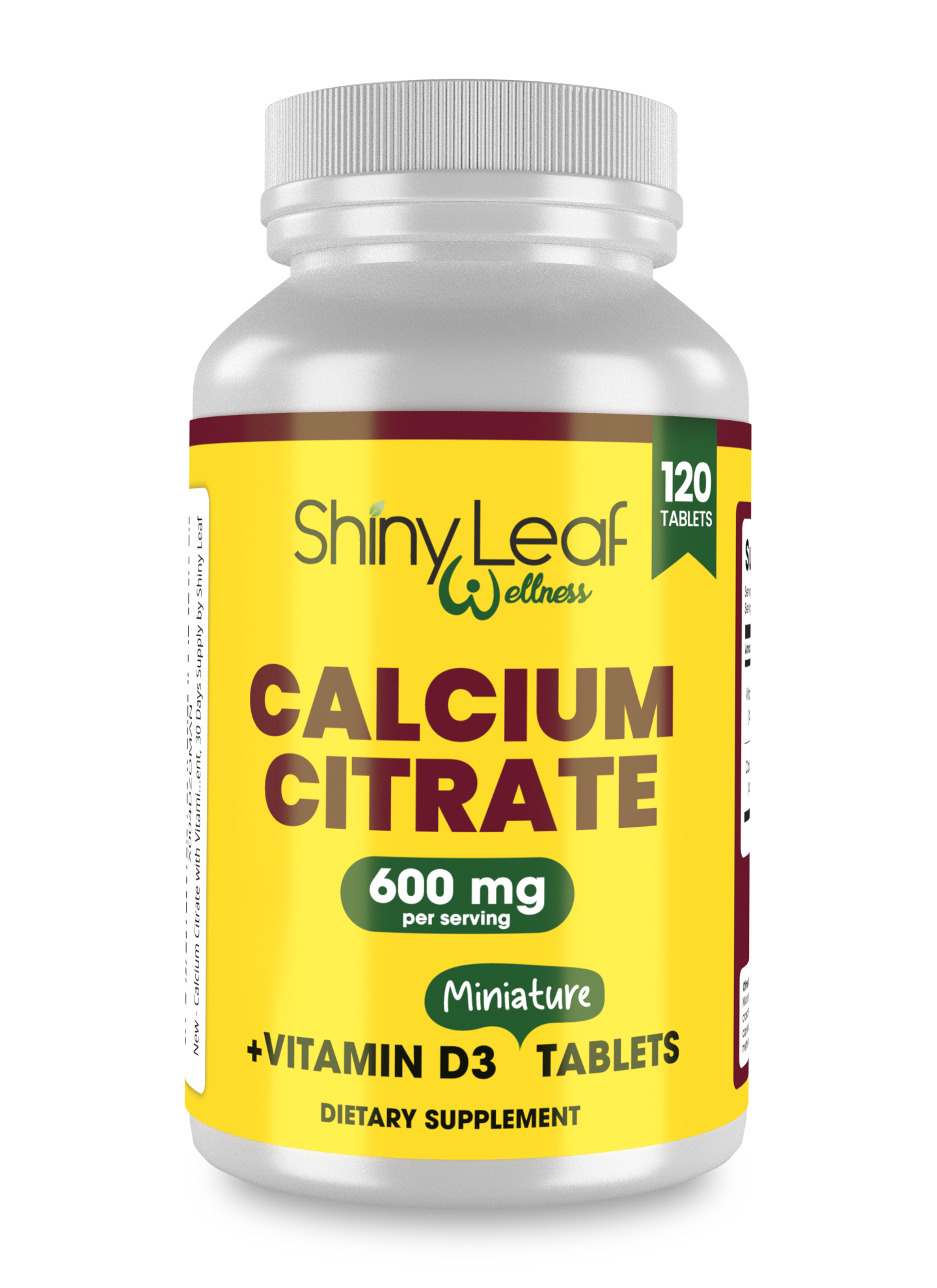 Calcium Citrate Minis 600mg Tablets with 500IU Vitamin D3 – 120 Tablets, 30-Day Supply What's Inside