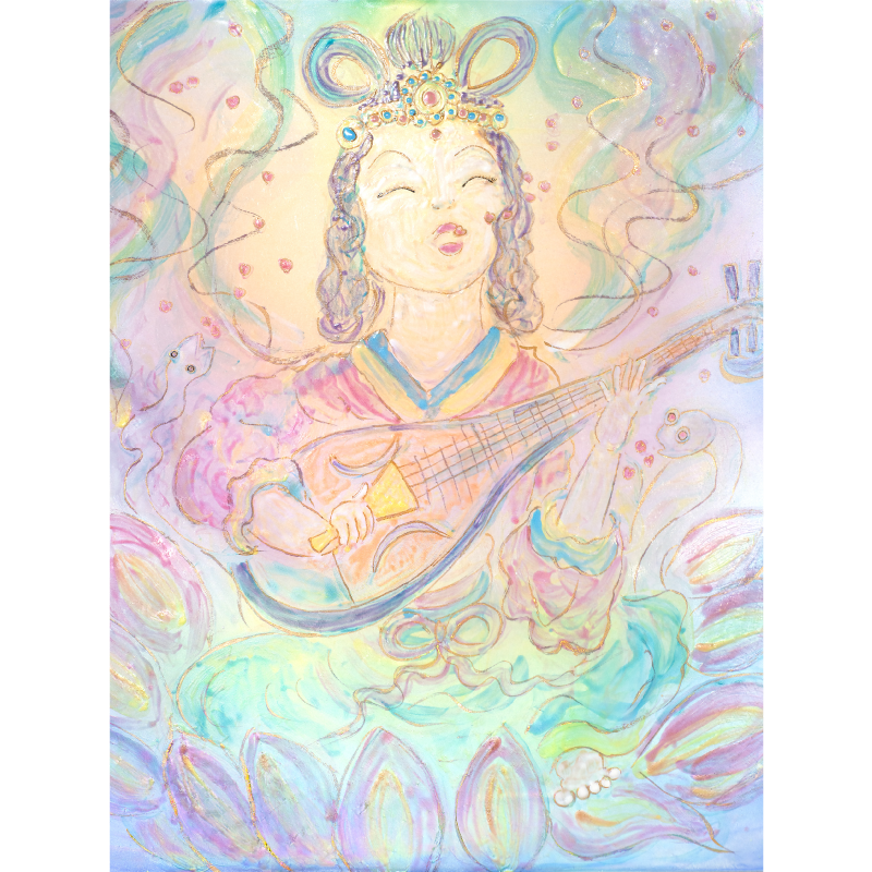 絵画+タペストリー Golden Dream Limited Giclée ”Benzai Ten to Shirohebi” – 草場一壽工房