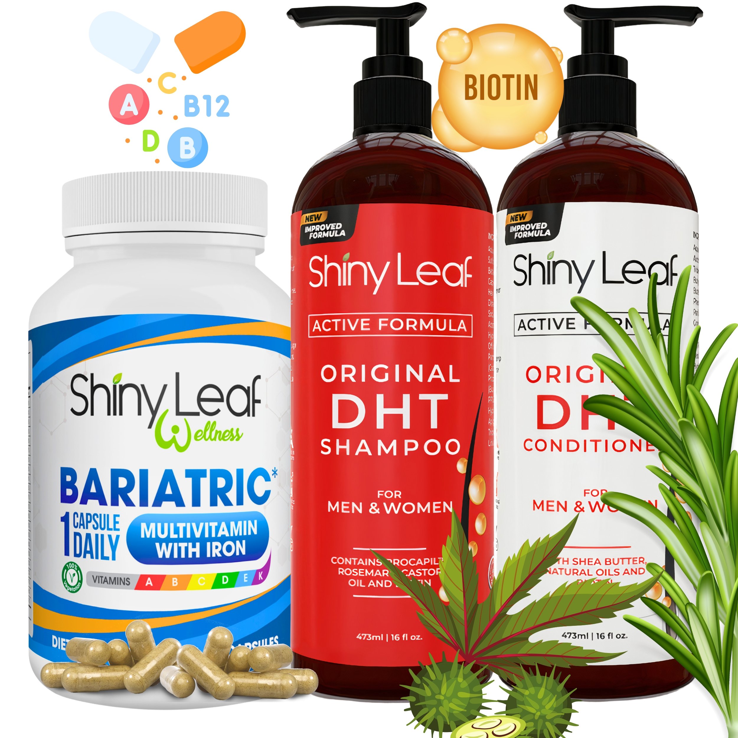 Bariatric Multivitamin with Iron and DHT Original Shampoo and Conditioner Set What's Inside