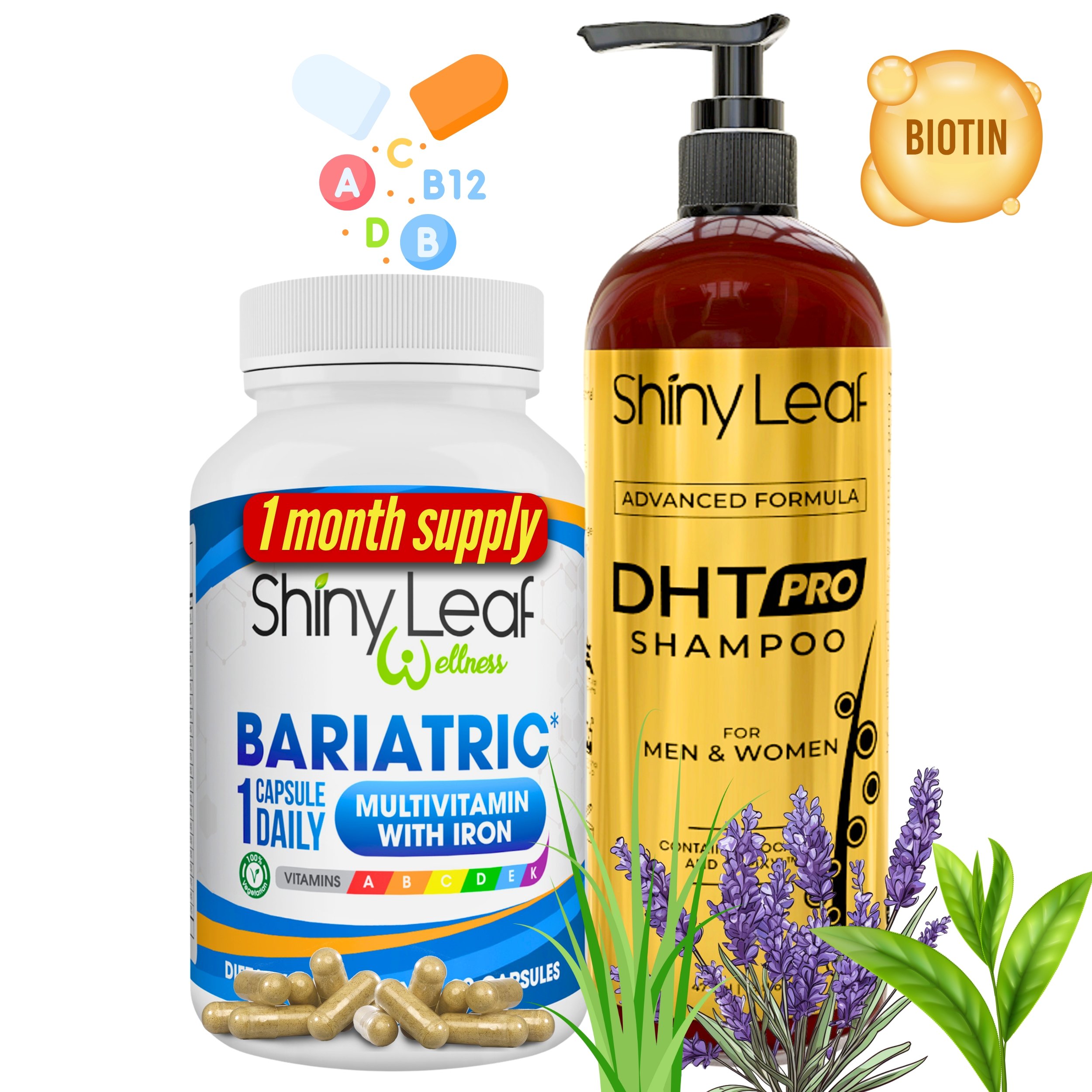 Bariatric Multivitamin with Iron and DHT Pro Shampoo What's Inside