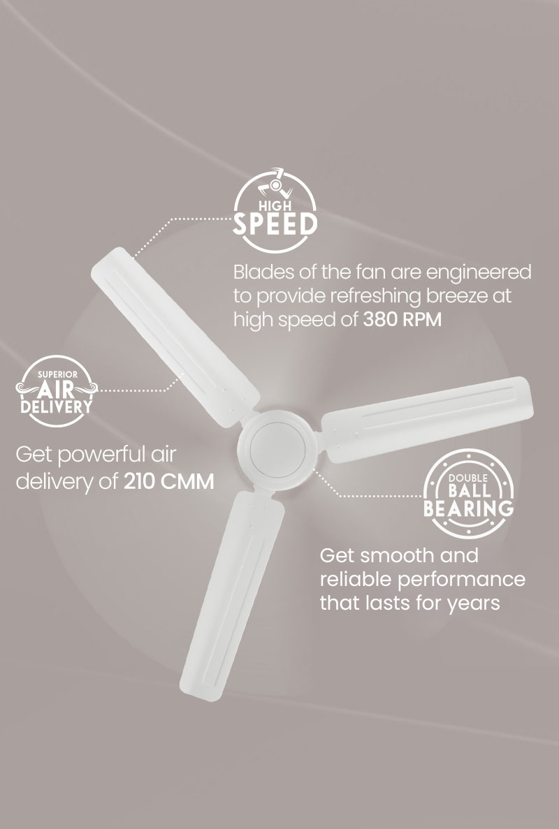 High Speed, Superior Air Delivery, Double Ball Bearing