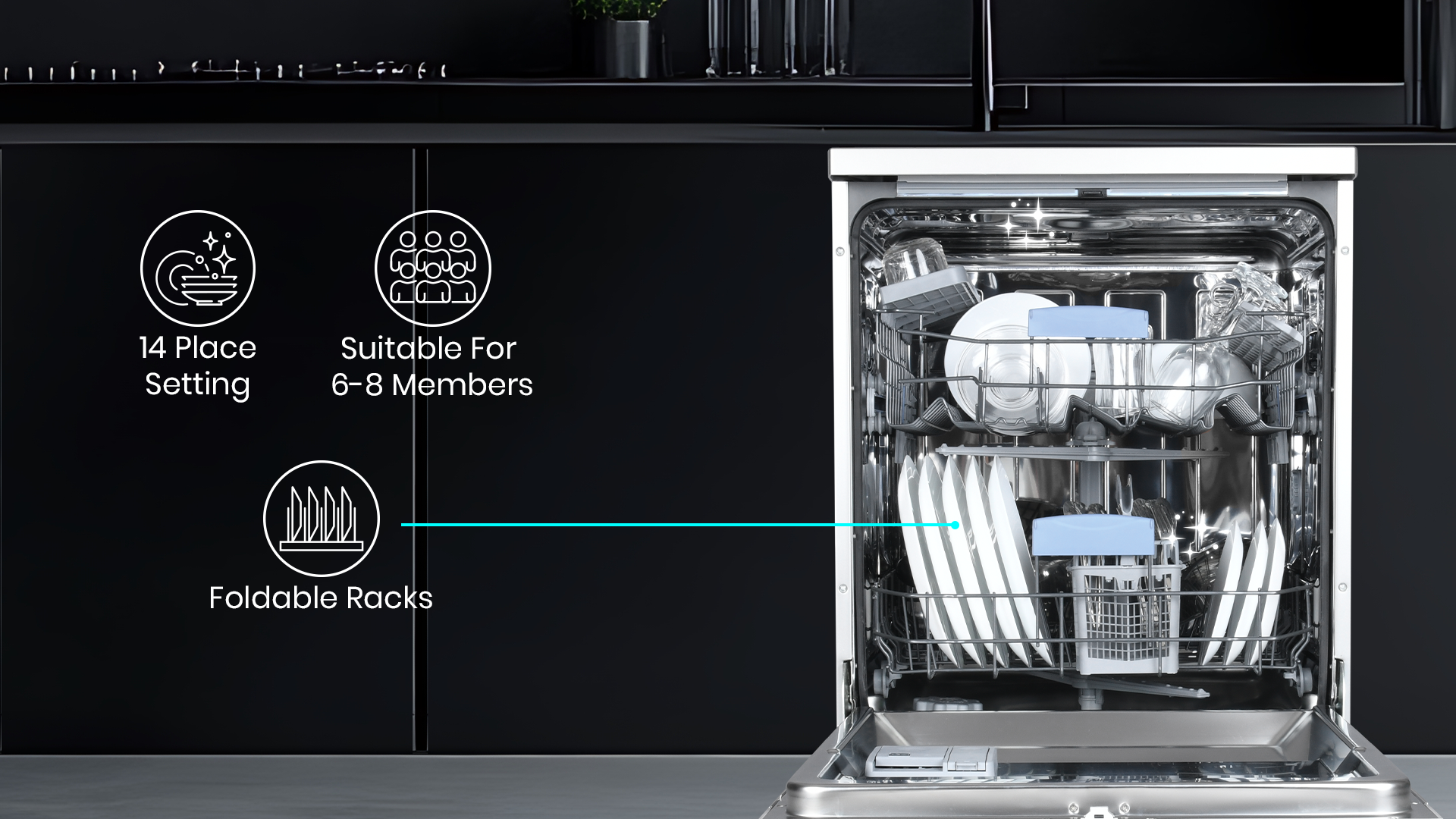 Suitable For 6-8 Members, 14 Place Setting, Foldable Racks