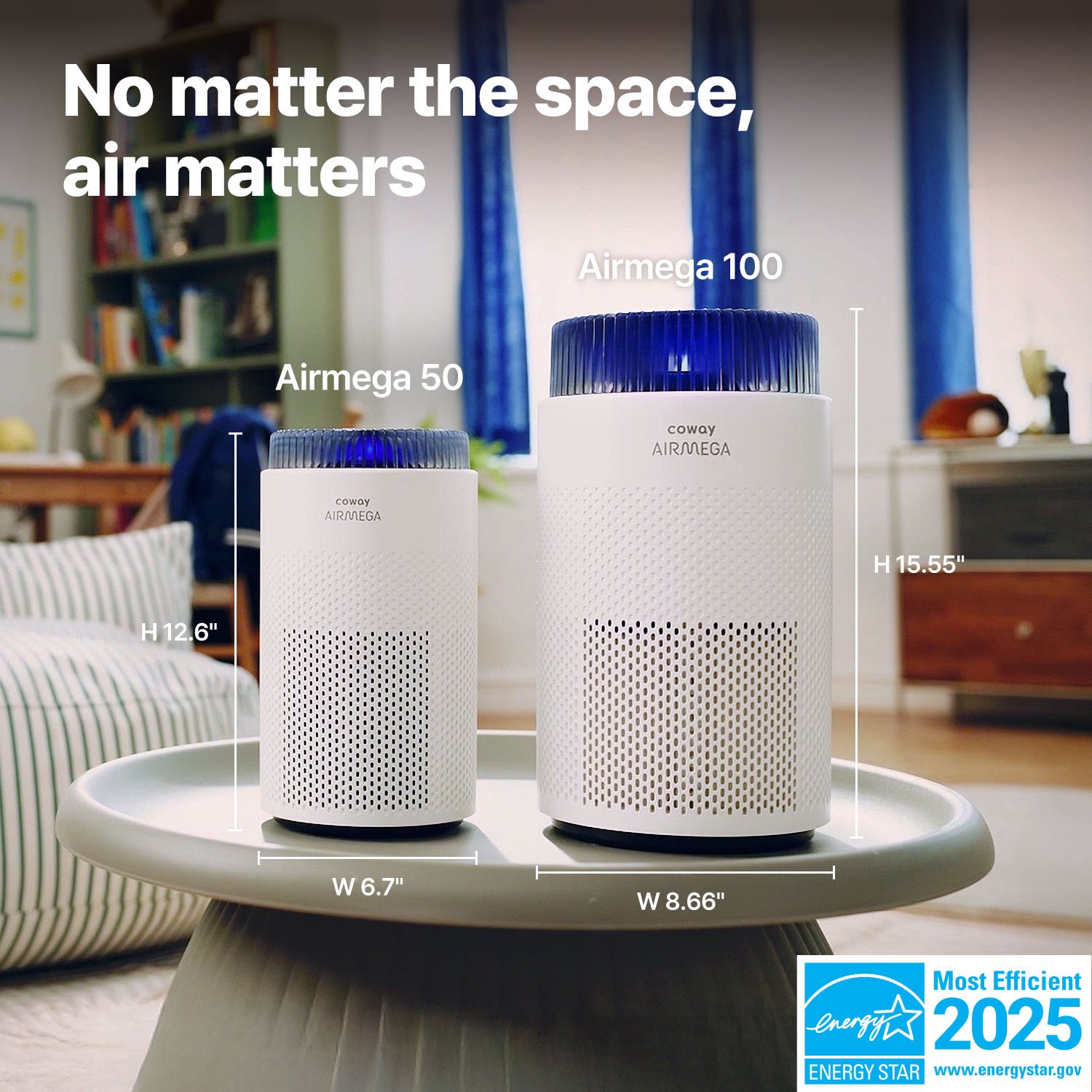 Airmega 50 and 100 are ideal for any space
