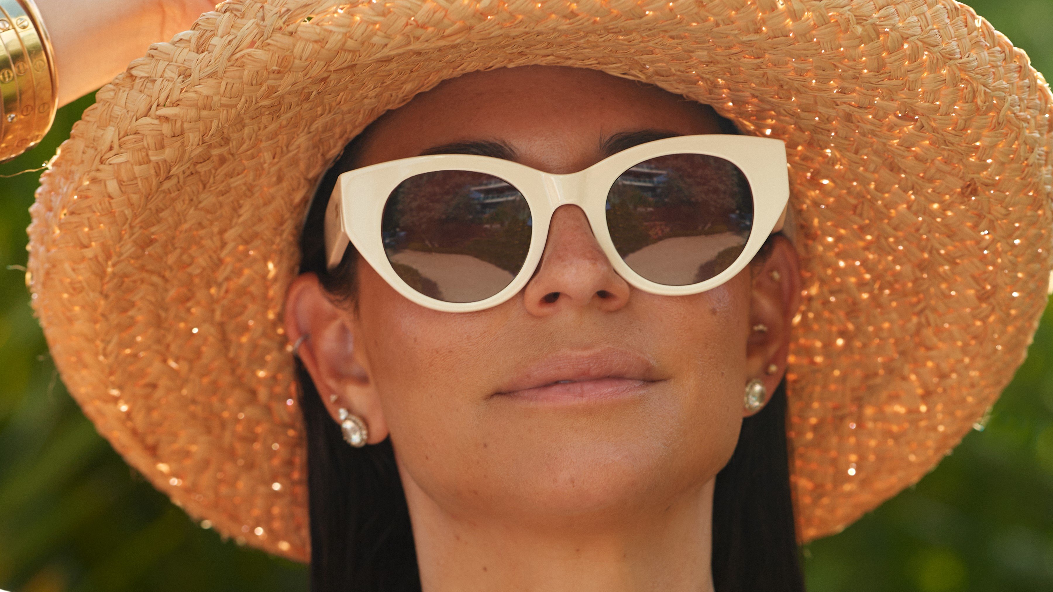Photo Details of Jackie Sun Clear Burgundy & Blue Marble Sun Glasses in a room